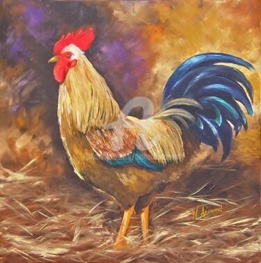 Painting titled "Le coq Licot" by Nathalie Armand, Original Artwork