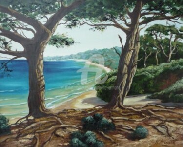 Painting titled "Porquerolles" by Nathalie Armand, Original Artwork, Oil