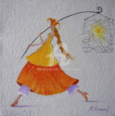 Peinture intitulée "Lampion" par Nathalie Armand, Œuvre d'art originale, Huile