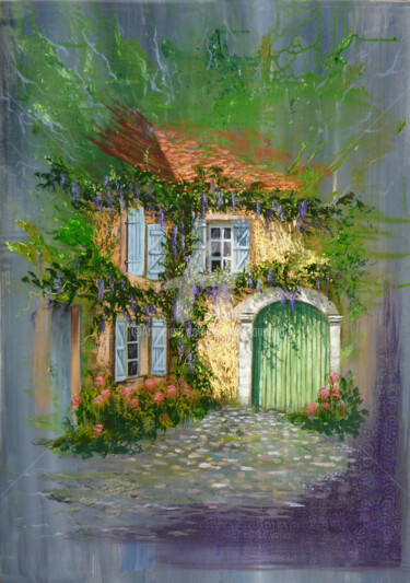 Painting titled "Maison Béarnaise" by Nathalie Armand, Original Artwork, Oil