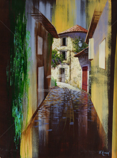 Painting titled "Rue de St Sever" by Nathalie Armand, Original Artwork, Acrylic