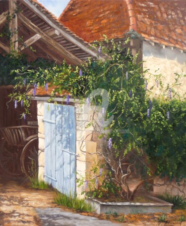 Painting titled "jardinet de morlanne" by Nathalie Armand, Original Artwork, Oil