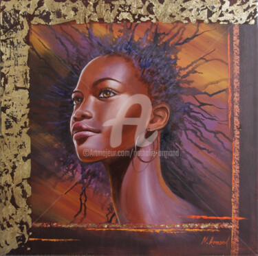 Peinture intitulée "beauté noire" par Nathalie Armand, Œuvre d'art originale, Huile