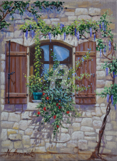 Peinture intitulée "la fenêtre de Domme" par Nathalie Armand, Œuvre d'art originale, Huile