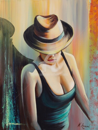 Painting titled "L'inconnue" by Nathalie Armand, Original Artwork, Oil