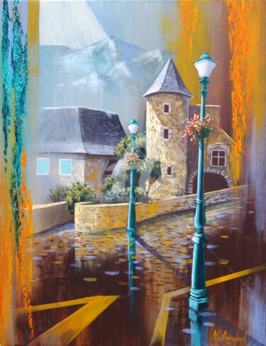 Painting titled "Vue de st Lary" by Nathalie Armand, Original Artwork, Oil