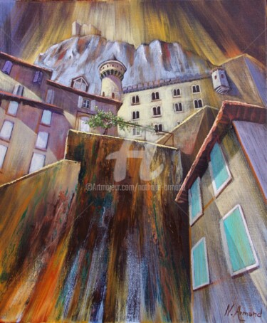 Painting titled "Rocamadour" by Nathalie Armand, Original Artwork, Oil