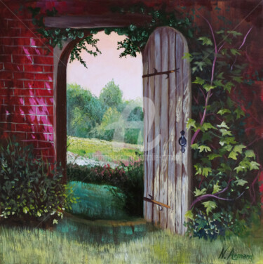 Painting titled "Le jardin secret" by Nathalie Armand, Original Artwork, Oil