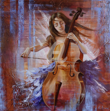 Malarstwo zatytułowany „La petite violoncel…” autorstwa Nathalie Armand, Oryginalna praca, Olej