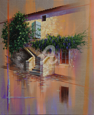 Pintura intitulada "Escalier à Barbaste" por Nathalie Armand, Obras de arte originais