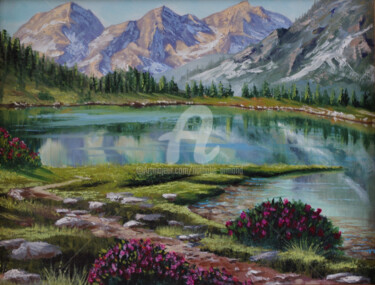 Peinture intitulée "Lac d'Aubert" par Nathalie Armand, Œuvre d'art originale