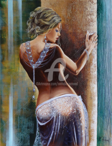 Painting titled "Dentelle-par-Nathal…" by Nathalie Armand, Original Artwork, Oil