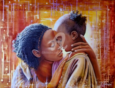 Peinture intitulée "l-amour-maternelle.…" par Nathalie Armand, Œuvre d'art originale, Huile