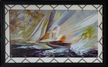 Painting titled "voiles-d-Eole" by Nathalie Armand, Original Artwork, Acrylic