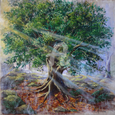 Pintura intitulada "le chêne vénérable" por Nathalie Armand, Obras de arte originais, Óleo
