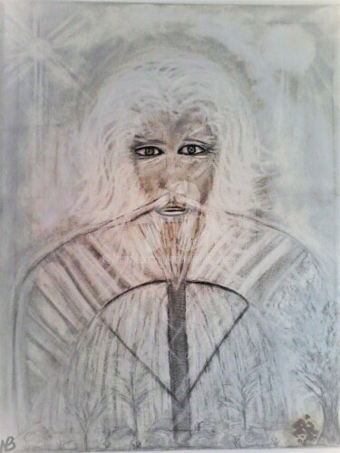 Drawing titled "ABRAHAM." by Nathalie Bellanger, Original Artwork, Conté