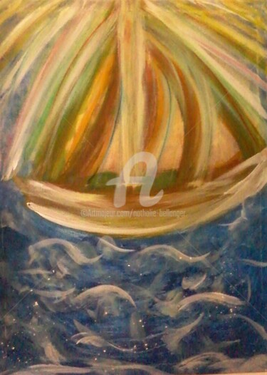 Painting titled "LE VOYAGE INTERIEUR." by Nathalie Bellanger, Original Artwork, Chalk