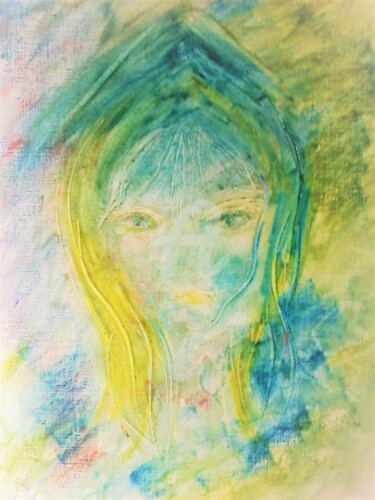 Schilderij getiteld "L'ENFANT MEDIUM." door Nathalie Bellanger, Origineel Kunstwerk, Pastel