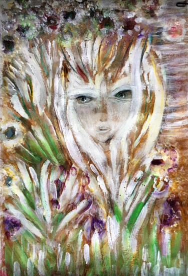 Картина под названием "LA JEUNE FILLE AUX…" - Nathalie Bellanger, Подлинное произведение искусства, Акрил