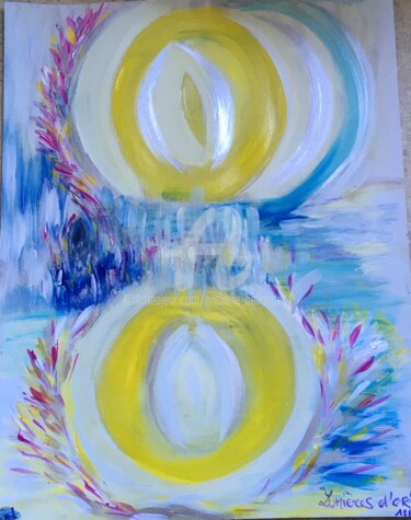 Painting titled "Lumières d’Or." by Nathalie Bellanger, Original Artwork, Acrylic