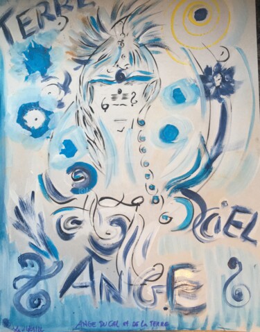 Painting titled "Ange du Ciel et de…" by Nathalie Bellanger, Original Artwork, Acrylic