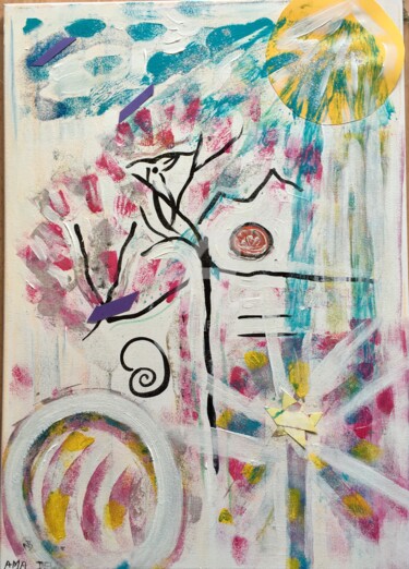 Painting titled "AMA DEUS" by Nathalie Bellanger, Original Artwork, Acrylic