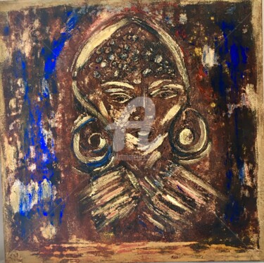 Painting titled "Guerrier Massai" by Nathalie Bellanger, Original Artwork, Pigments