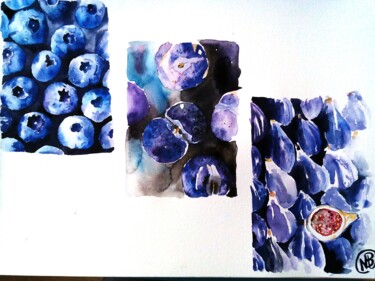 Malarstwo zatytułowany „purple fruit” autorstwa Nathalie Bernad, Oryginalna praca, Akwarela