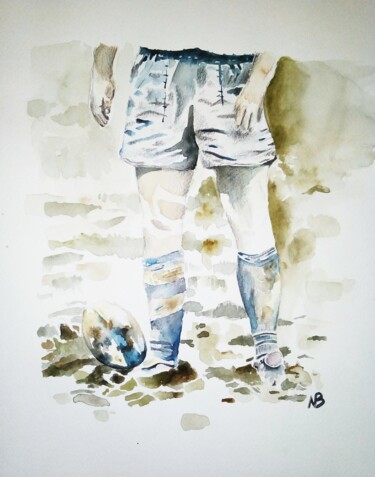 Malarstwo zatytułowany „rugby II” autorstwa Nathalie Bernad, Oryginalna praca, Akwarela