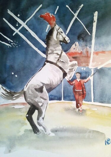 Painting titled "cirque" by Nathalie Bernad, Original Artwork, Watercolor