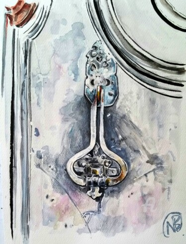 Painting titled "Porte !" by Nathalie Bernad, Original Artwork, Watercolor