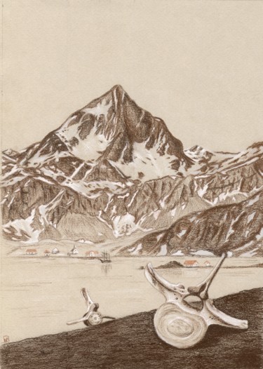 Dessin intitulée "Grytviken ou le dra…" par Nathalie Bernard, Œuvre d'art originale, Pastel