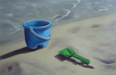 Pintura titulada "A la plage" por Nathalie Bernard, Obra de arte original, Oleo