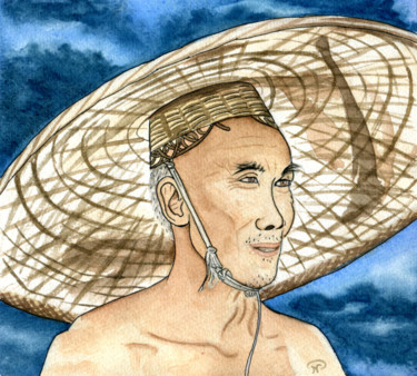 「Vieux chinois」というタイトルの絵画 Nathalie Bernardによって, オリジナルのアートワーク, 水彩画