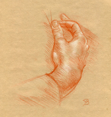 Desenho intitulada "Etude de main d'apr…" por Nathalie Bernard, Obras de arte originais, Tinta