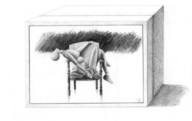 Dessin intitulée "Le pantin de bois" par Nathalie Bernard, Œuvre d'art originale, Graphite
