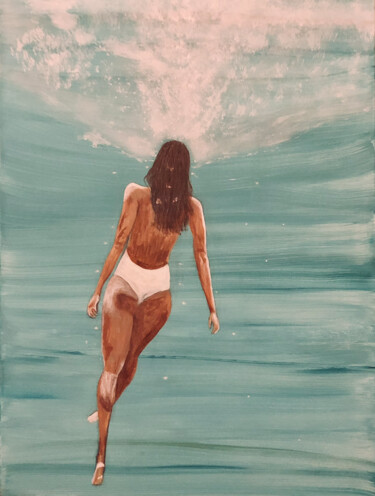Painting titled "Under the water" by Nathalie Blu, Original Artwork, Acrylic