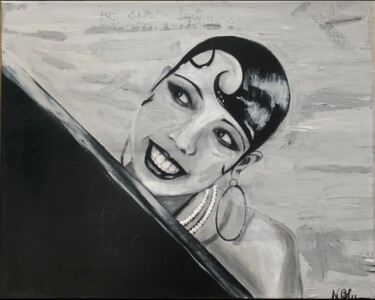 Painting titled "Joséphine Baker" by Nathalie Blu, Original Artwork, Acrylic