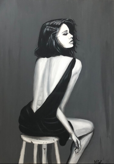 Pintura intitulada "La Femme de la Nuit" por Nathalie Blu, Obras de arte originais, Acrílico