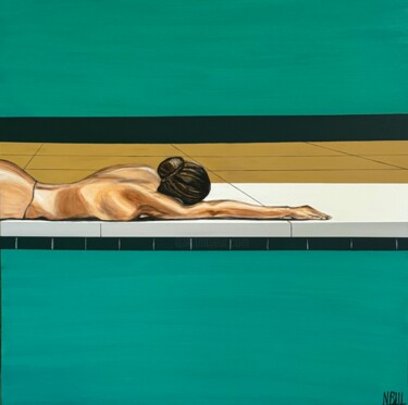 Malarstwo zatytułowany „SUN REST” autorstwa Nathalie Blu, Oryginalna praca, Akryl Zamontowany na Drewniana rama noszy