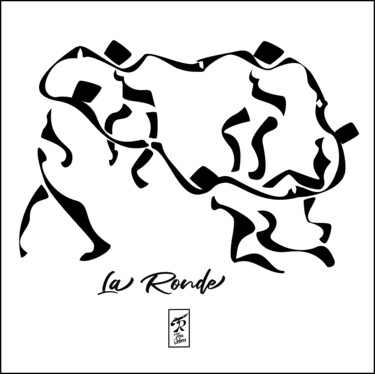 Artes digitais intitulada "La Ronde | Calligra…" por Nathalie Bourré (TinaRebou), Obras de arte originais, Trabalho Digital…