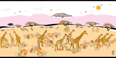Arts numériques intitulée "Clan des Girafes |…" par Nathalie Bourré (TinaRebou), Œuvre d'art originale, Travail numérique 2D