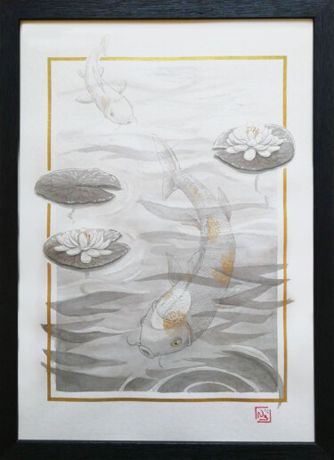 Disegno intitolato "Carpes" da Nathalie Boyer, Opera d'arte originale, Inchiostro