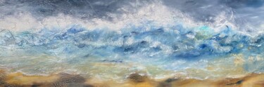 Painting titled "Horizons imaginaires" by Nathalie Brinon, Original Artwork, Oil Mounted on Wood Stretcher frame