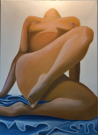 Painting titled "Sensualité" by Nathalie Choury, Original Artwork, Oil Mounted on Wood Stretcher frame