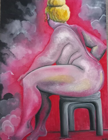 Картина под названием "Ma doudoune" - Nathalie Choury, Подлинное произведение искусства, Масло Установлен на Деревянная рама…