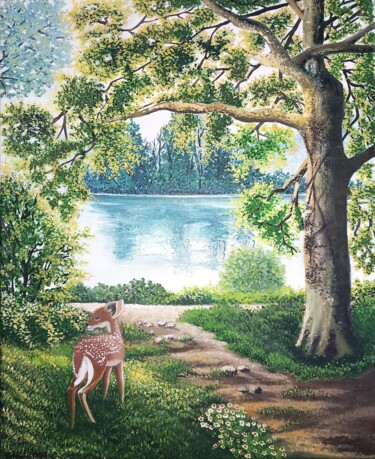 Peinture intitulée "Un coin de balade" par Nathalie Choury, Œuvre d'art originale, Huile Monté sur Châssis en bois