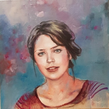 Painting titled ""Elise"" by Nathalie Coquel Duvillier, Original Artwork, Oil Mounted on Wood Stretcher frame