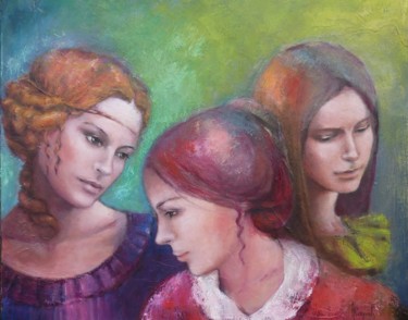Peinture intitulée ""Les Trois Soeurs"" par Nathalie Coquel Duvillier, Œuvre d'art originale, Huile