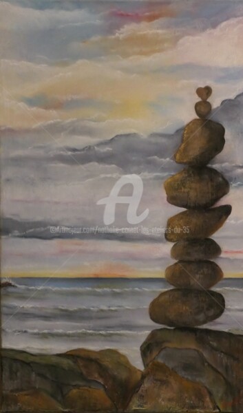 Pintura intitulada "Cairn au Cap Gris N…" por Nathalie Cornet (Les ateliers du 35), Obras de arte originais, Pastel